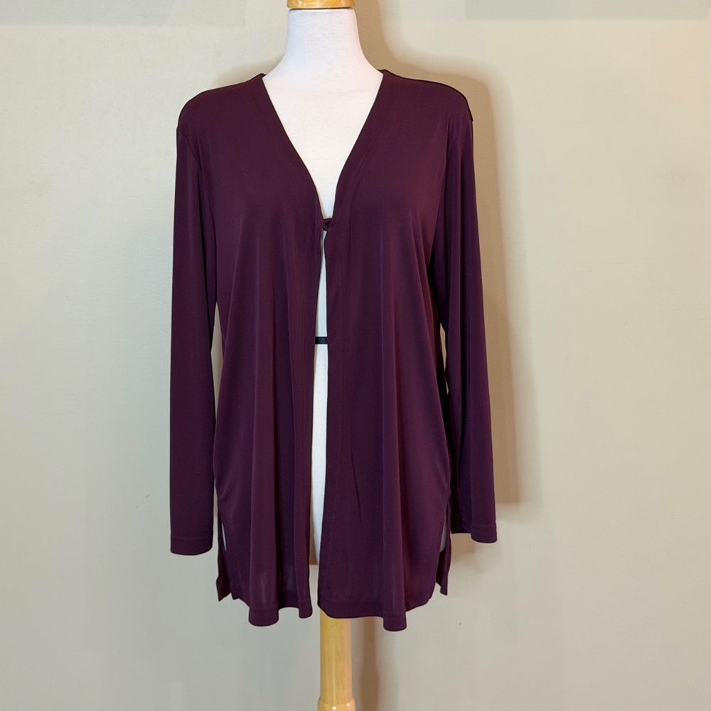 Apostrophe | Size Large Open-Front Burgundy Cardigan
